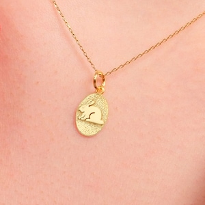 14K Gold Vermeil Bunny Necklace for Girls, Rabbit Jewelry, Bunny Necklace Charm, Animal Necklace, Best Friend Gift, Birthday Gift