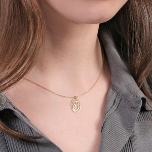 14K Solid Gold Owl Necklace, Owl Pendant Necklace, Animal Charm Necklaces for Women,Owl Necklace for Women, Animal Lover Gift, Birthday Gift