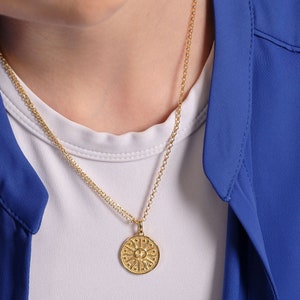 Sun Necklace, 18K Gold Vermeil Sun Face Necklace, Birthday Gift for Her, Birthday Gift, Gift for Woman