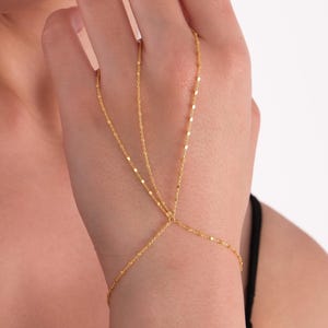 18K Gold Vermeil Hand Chain, Ring Bracelet, Layered Finger Bracelet, Triple Strand Hand Chain Bracelet, Summer Jewelry Gift