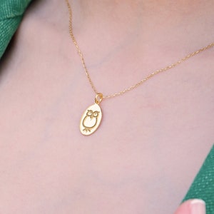 14K Gold Vermeil Owl Necklace for Women, Bird Necklace, Owl Jewelry,  Owl Pendant Necklace, Birthday Gift, Gift for Her