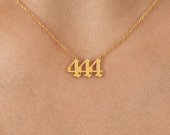 14K Solid Gold Angel Number Necklace, Custom Number Necklace, 777 Necklace, 333 Necklace, 222 Necklace, 111 Necklace, Birthday Gift