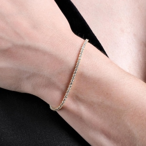 18K Yellow Gold Vermeil Tennis Bracelet,  Round Cut CZ Tennis Bracelet, Wedding Jewelry,  2mm Diamond Chain Tennis Bracelet, Birthday Gift