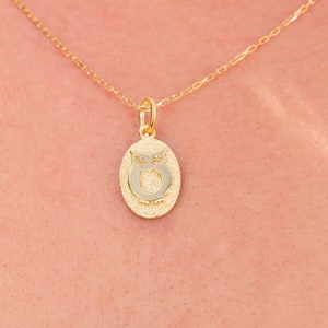 14K Gold Vermeil Owl Pendant, Owl Jewelry for Women, Owl Charm Necklace, Animal Necklace, Owl Gift, Birthday Gift Women, Birthday Gift