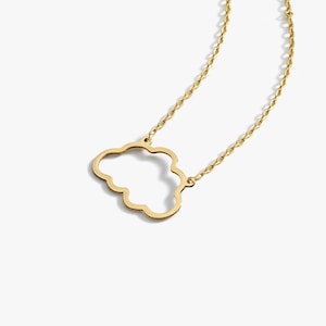 14K Solid Gold Cloud Necklace, Cloud Jewelry, Cloud Pendant, 16th Birthday Gift Girl, Dainty Cloud Necklace Gold, Mom Birthday Gift