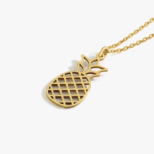 14K Solid Gold Pineapple Necklace, Fruit Necklace, Summer Necklace, Tropical Fruit Jewelry, Pineapple Gifts, Summer Jewelry