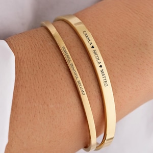 18K Gold Vermeil Handwriting Bracelet, Engraved Bangle, Handwriting Cuff Bracelet, Handwriting Jewelry, Handwriting Gift, Birthday Gift