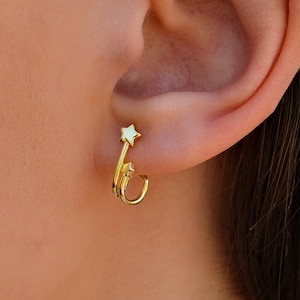 Star Earrings 925 Sterling Silver Gold Vermeil, Earrings for