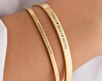 18K Gold Vermeil Handschrift Armband, Armreif mit Gravur, Handschrift Manschette Armband, Handschrift Schmuck, Handschrift Geschenk, Geburtstagsgeschenk