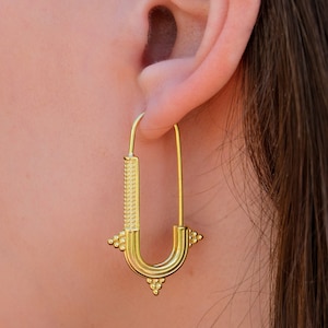 14K Gold Vermeil Sicherheitsnadel Ohrringe, geometrische Ohrringe für Frauen, Sicherheitsnadel Schmuck, Geburtstagsgeschenk für Frauen, Geschenk für Frau