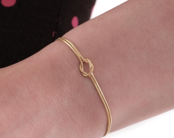 14K Gold Vermeil Knot Bracelet, Friendship Bracelet, Love Knot Bracelet, Birthday Gift, Gift for Her, Birthday Gift