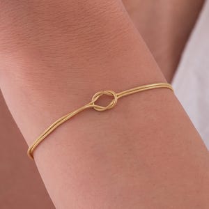 14K Gold Vermeil Love Knot Bracelet, Mother Daughter Bracelet, Knot Bracelet, Friendship Knot Bracelet, Birthday Gift