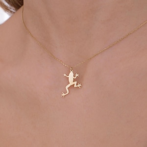14K Solid Gold Frog Pendant Necklace, Animal Jewelry Gift, Frog Jewelry, Christmas Gift Women