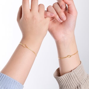 14K Gold Vermeil Love Knot Bracelet: Sister, Mother, Daughter