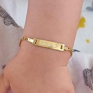 14K Solid Gold Baby ID Bracelet, Baby Name Bracelet, Personalized Baby Gold Bracelet, Custom Baby Jewelry, Baby Girl Gift, Newborn to Child