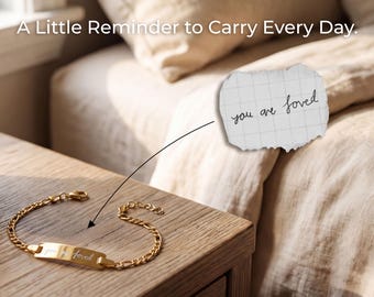 Actual Handwriting Bracelet,  14K Solid Gold or Gold Plated