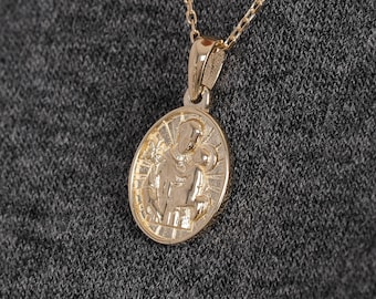 St Anthony Medal Necklace, Christian Jewelry, Solid Gold or Gold Plated