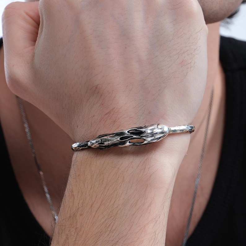 Hammered Cuff for Men's, Adjustable Skull Bangle Bracelet For Men, Gift For Him