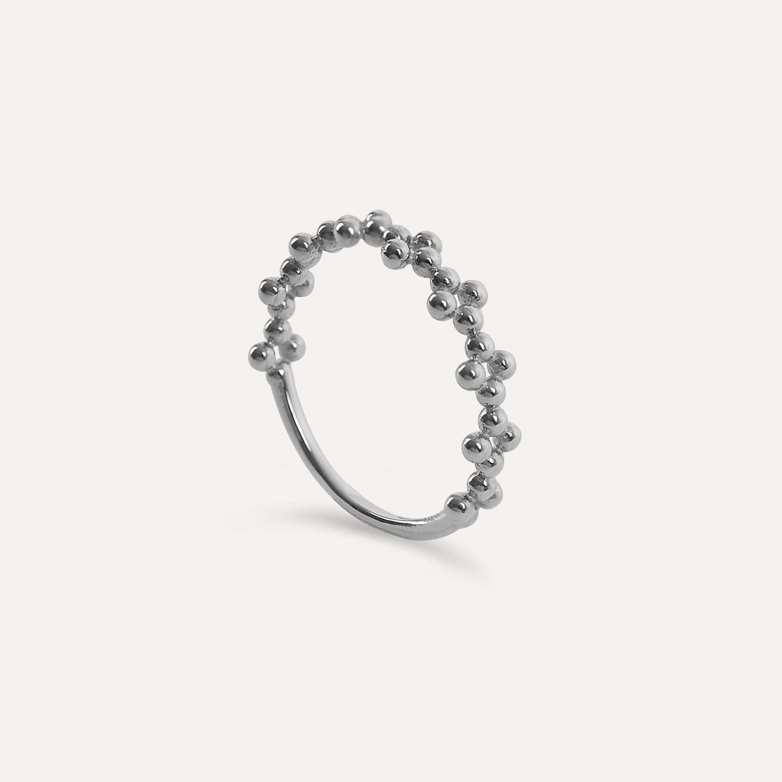 14K Solid Gold Two Row Beaded Bubble Ring Anxiety Ring Etsy