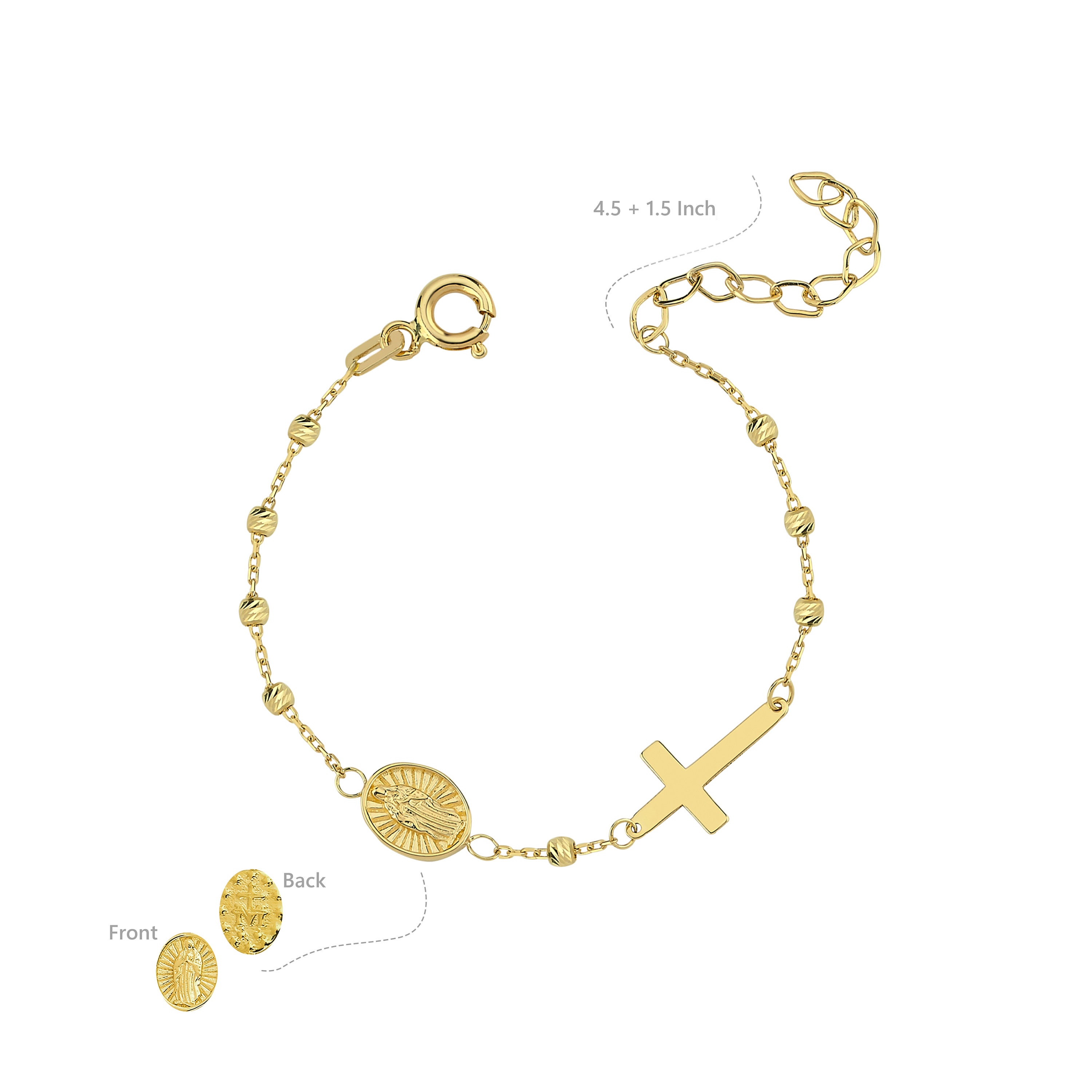 14K Solid Gold Baby Rosenkranz Armband, Baby Taufe Geschenke, Kreuz Baby Armband, Erste Weihnachtsgeschenk - Österreich