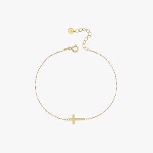 14K Solid Gold Cross Bracelet, Dainty Crucifix Tiny Bracelet for Kids and Baby, Baptism Gift, Religious Charm, Baby Boy, Baptism Gift Girl