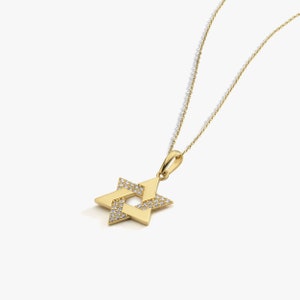 14K Solid Gold Star of David Necklace, Gold Jewish Necklace, Star of David Pendant, Religious Necklace, Jewish Star Necklace, Gift for Mom