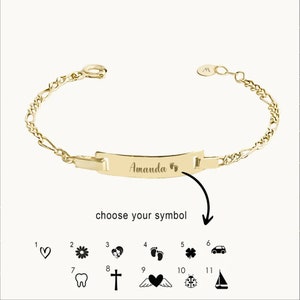 14K Solid Gold Baby ID Armband, Baby Naam Armband, Gepersonaliseerde Baby Gouden Armband, Aangepaste Baby Sieraden, Baby Boy Armband, Baby Girl Gift afbeelding 3