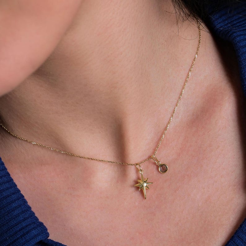 Gold North Star Necklace from Etsy