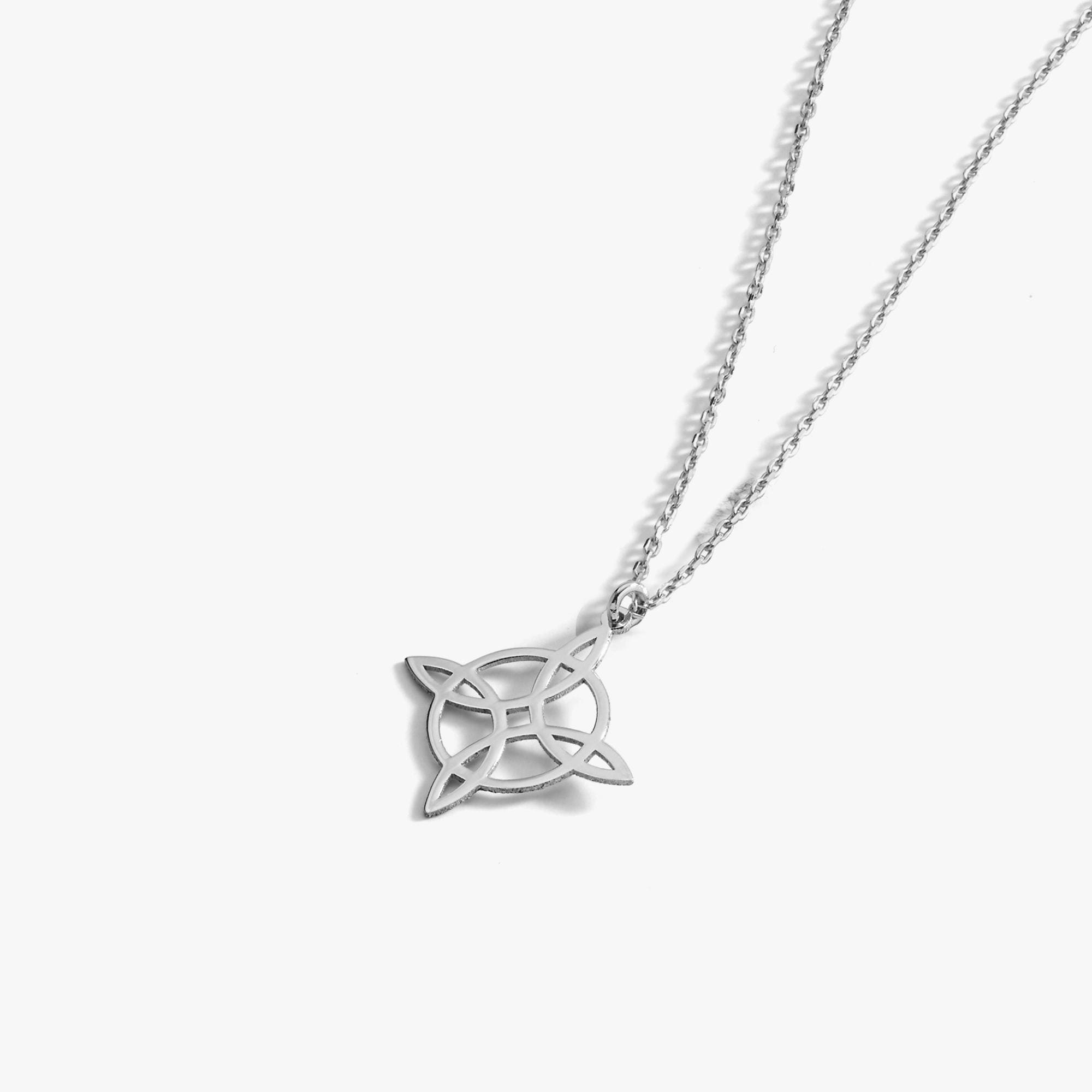 Dreamtimes Witch Knot Halskette – Keltischer Hexenknoten Aus Edelstahl Mit Zirkonia, Goldfarbe, In Samtbeutel