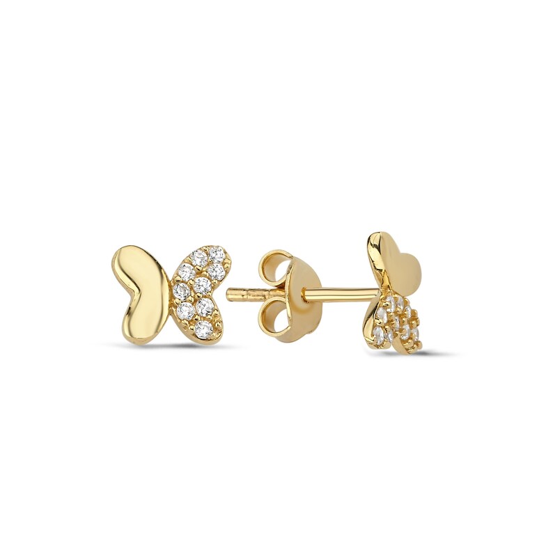 14K Solid Gold Butterfly Wing Earrings Solid Gold Earrings - Etsy