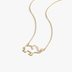 14K Solid Gold Elephant Necklace for Women, Cute Elephant Pendant, Dainty Elephant Jewelry, African Necklaces, Birthday Gift for Her