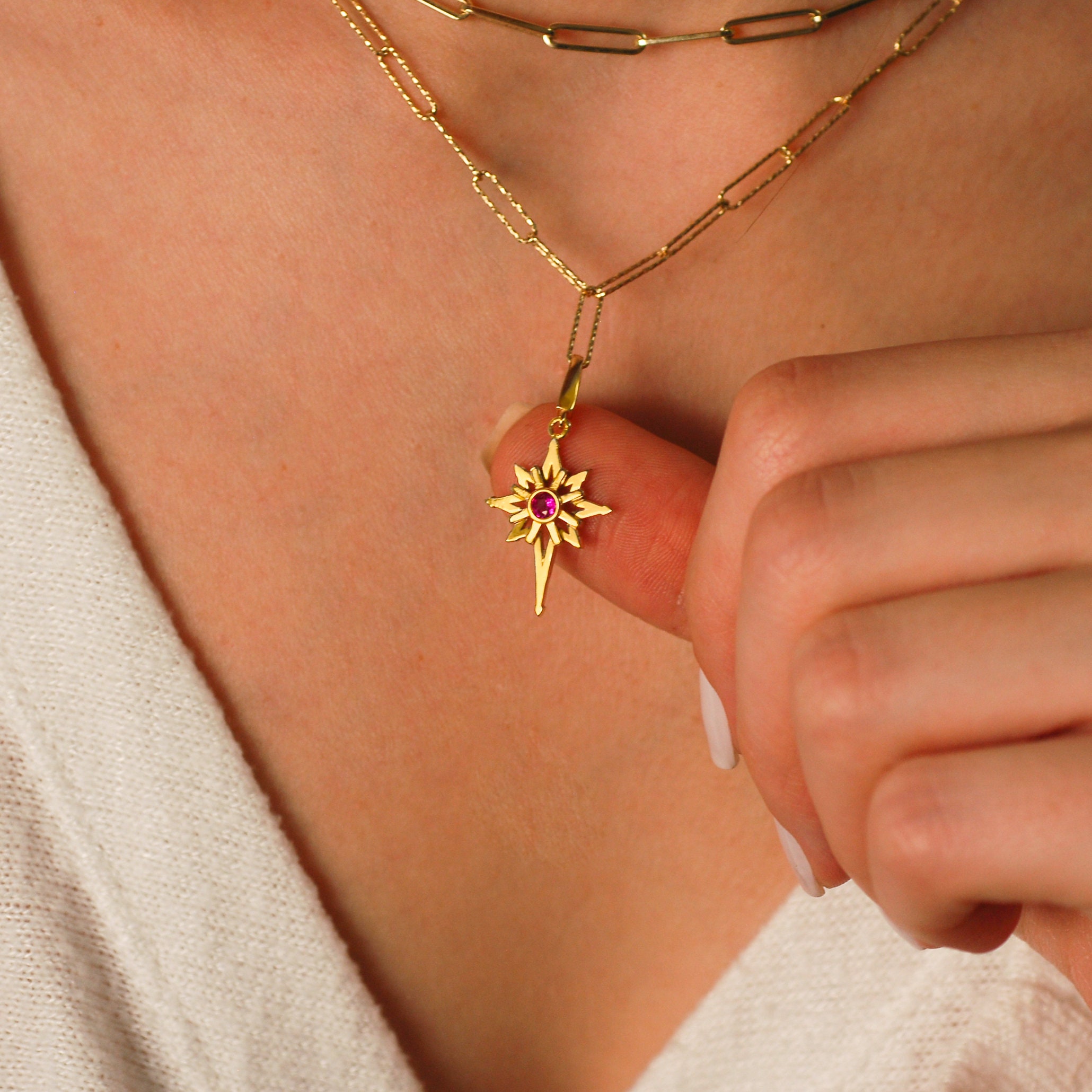 14K Solid Gold North Star Necklace, North Star Pendant, North Star Charm, Add on Charms for Necklace or Bracelet, Graduation Gift