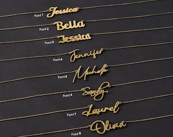 14K Solid Gold Custom Name Necklace, Personalized Dainty Name Necklace, Custom Gold Necklace, Nameplate Necklace, Personalized Gift for Her