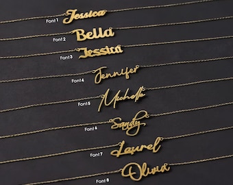 14K Solid Gold aangepaste naam ketting, gepersonaliseerde sierlijke naam ketting, aangepaste naam ketting, naamplaatje ketting, Moederdag cadeaus