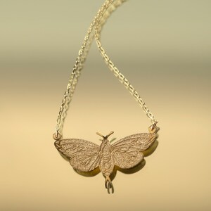 Moth Chain 14K Solid Gold Moth Necklace, Insect Necklace, Luna Moth Necklace, Moth ...