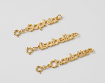 Name Charm Pendant, Necklace Extender, 14K Solid Gold or Gold Plated