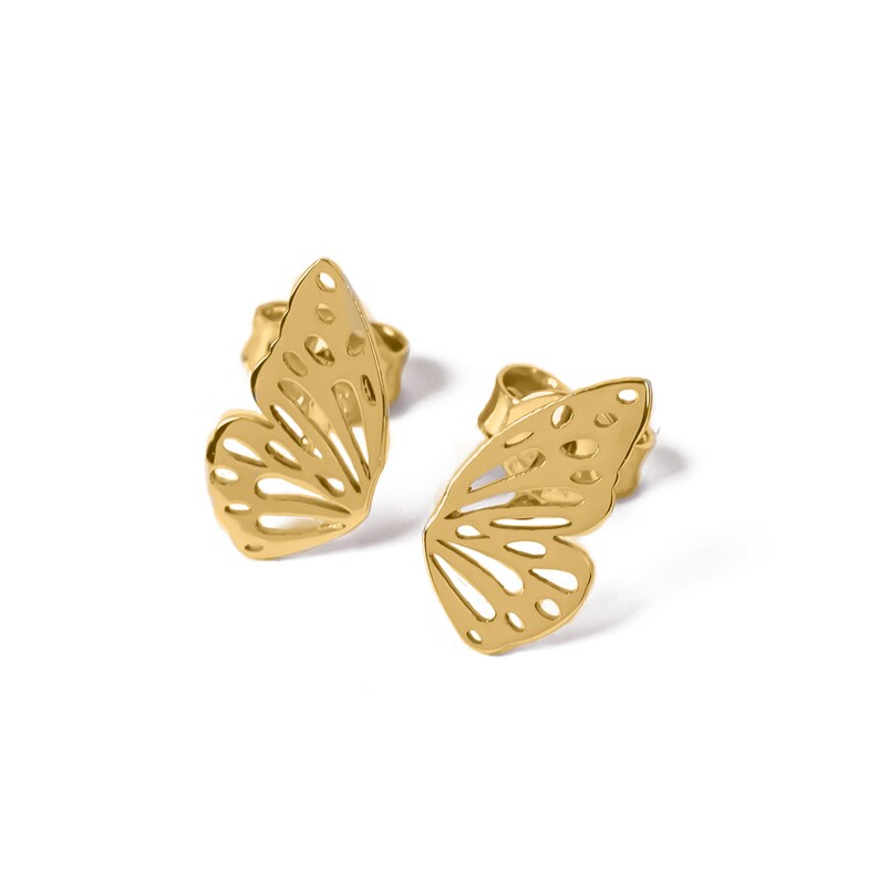 14K Solid Gold Butterfly Wing Earrings Solid Gold Earrings - Etsy