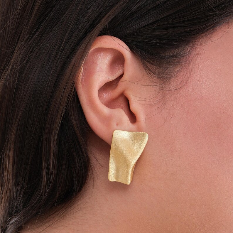 18K Gold Vermeil Geometric Irregular Earrings, Statement Earrings, Modern Abstract Earrings, Jewelry Gift for Mother's