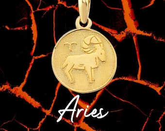 Aries Zodiac Necklace, 14K Solid Gold or Gold Plated, Zodiac Pendant