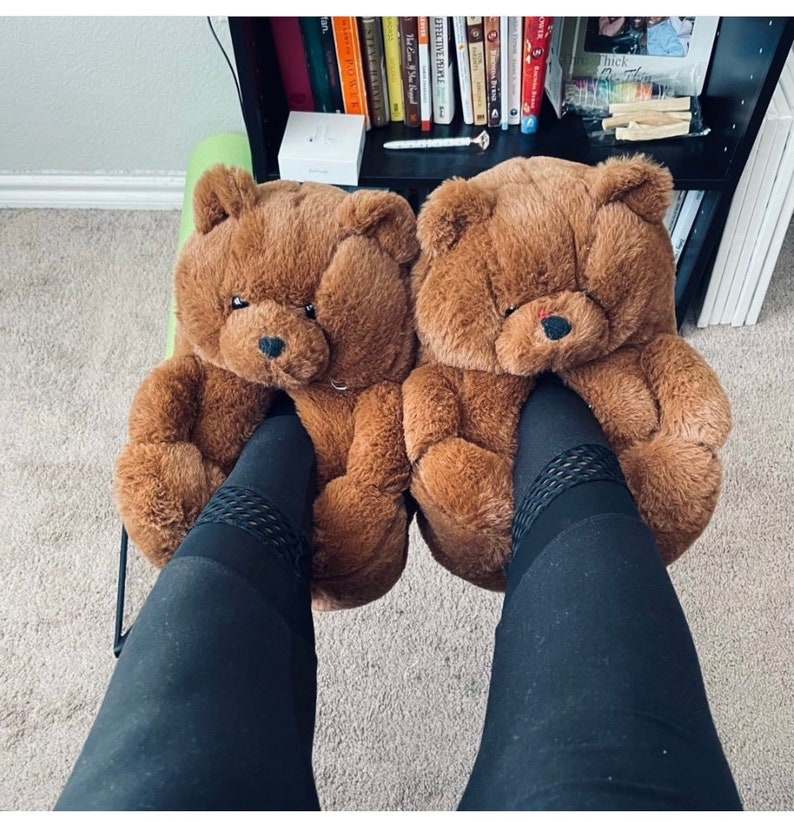 Teddy Bear Slippers / Teddy Bear House Shoes/ Plush Teddy Bear Etsy