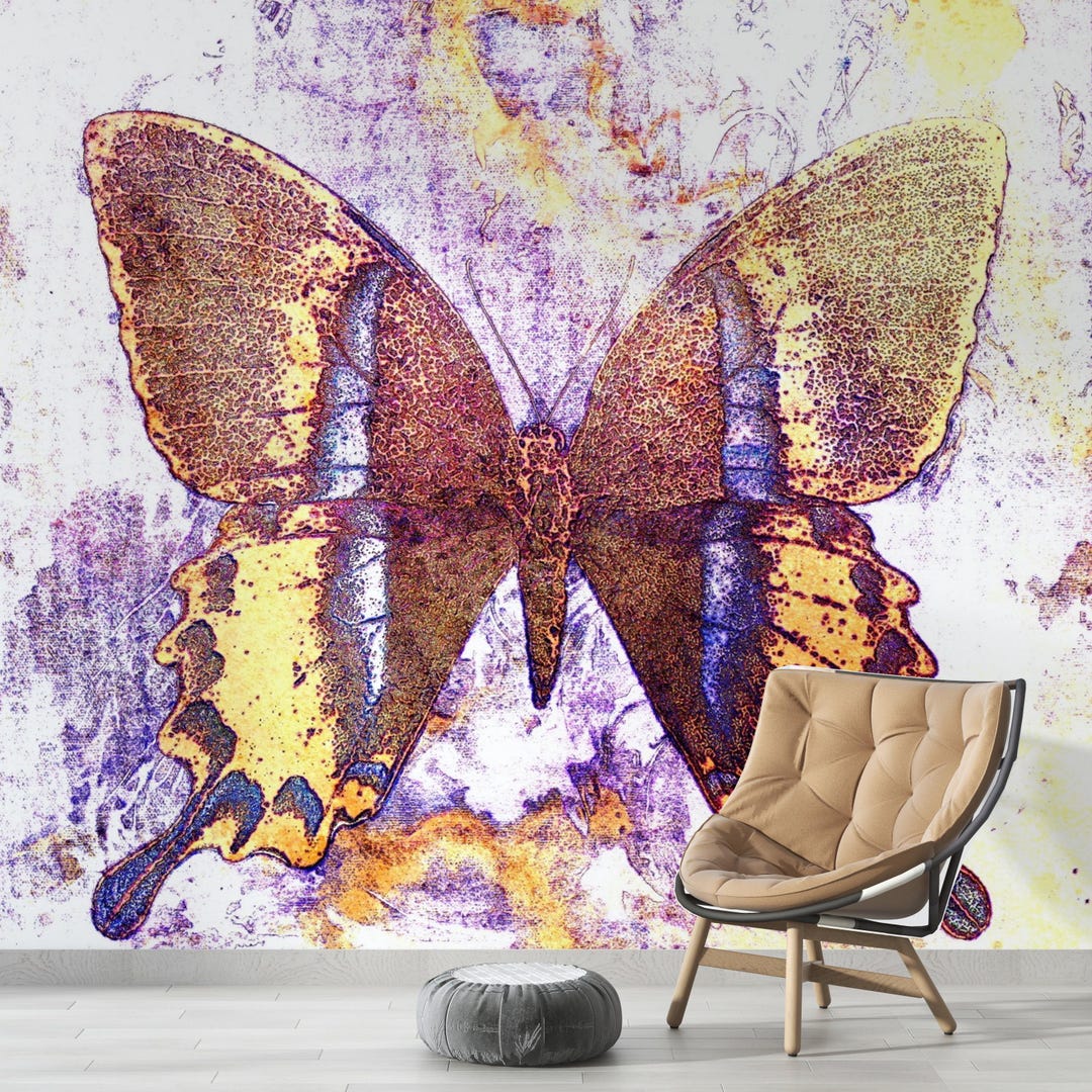 Peel and Stick Butterfly Wallpaper - Vibrant Nursery Wall Mural - Etsy