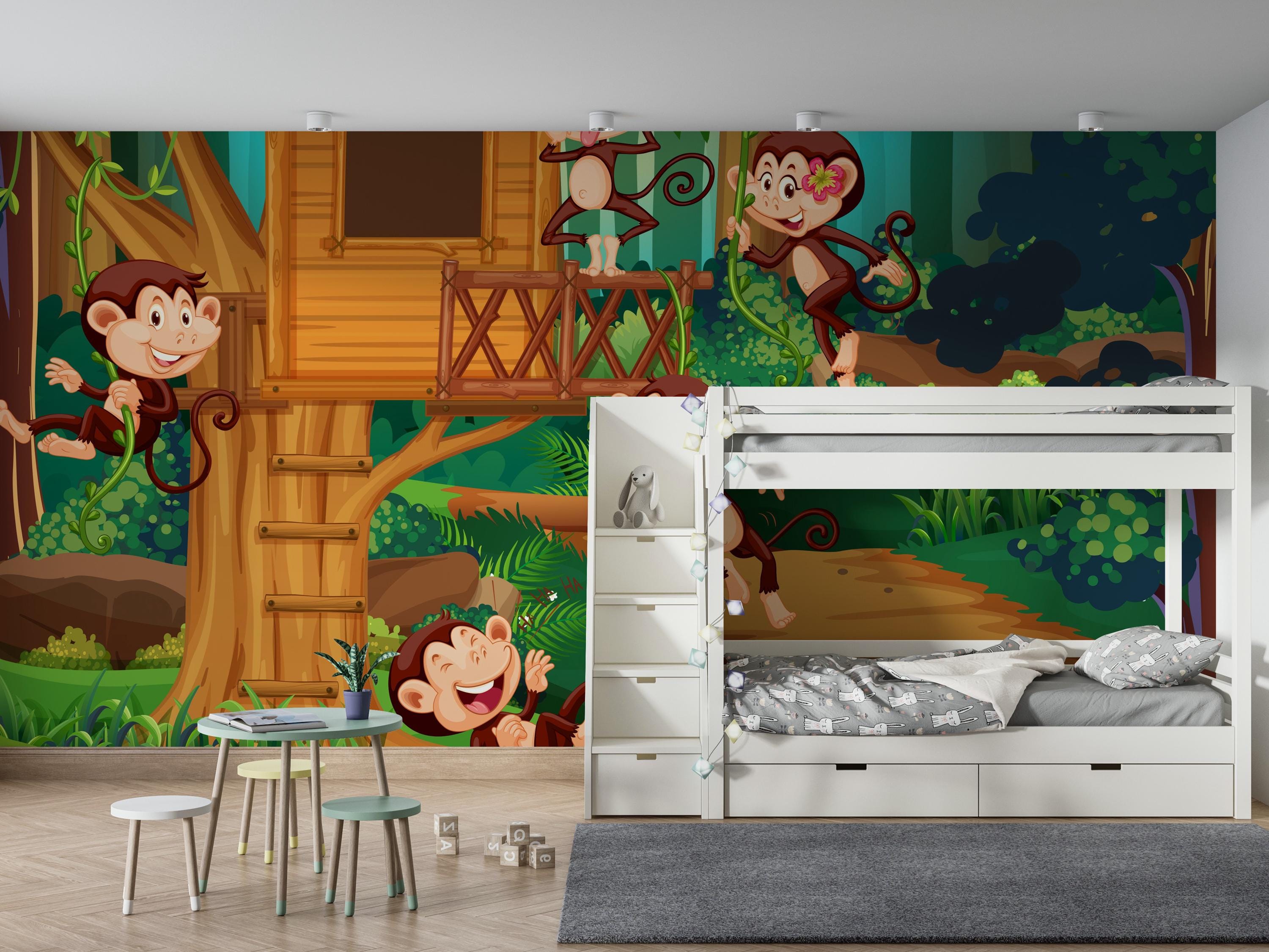 Peel and Stick Jungle Wallpaper - Kids Room Adventure Wall Mural - Etsy