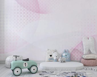 Peel and Stick Abstract Pink Wallpaper - Modern Bedroom Wall Mural