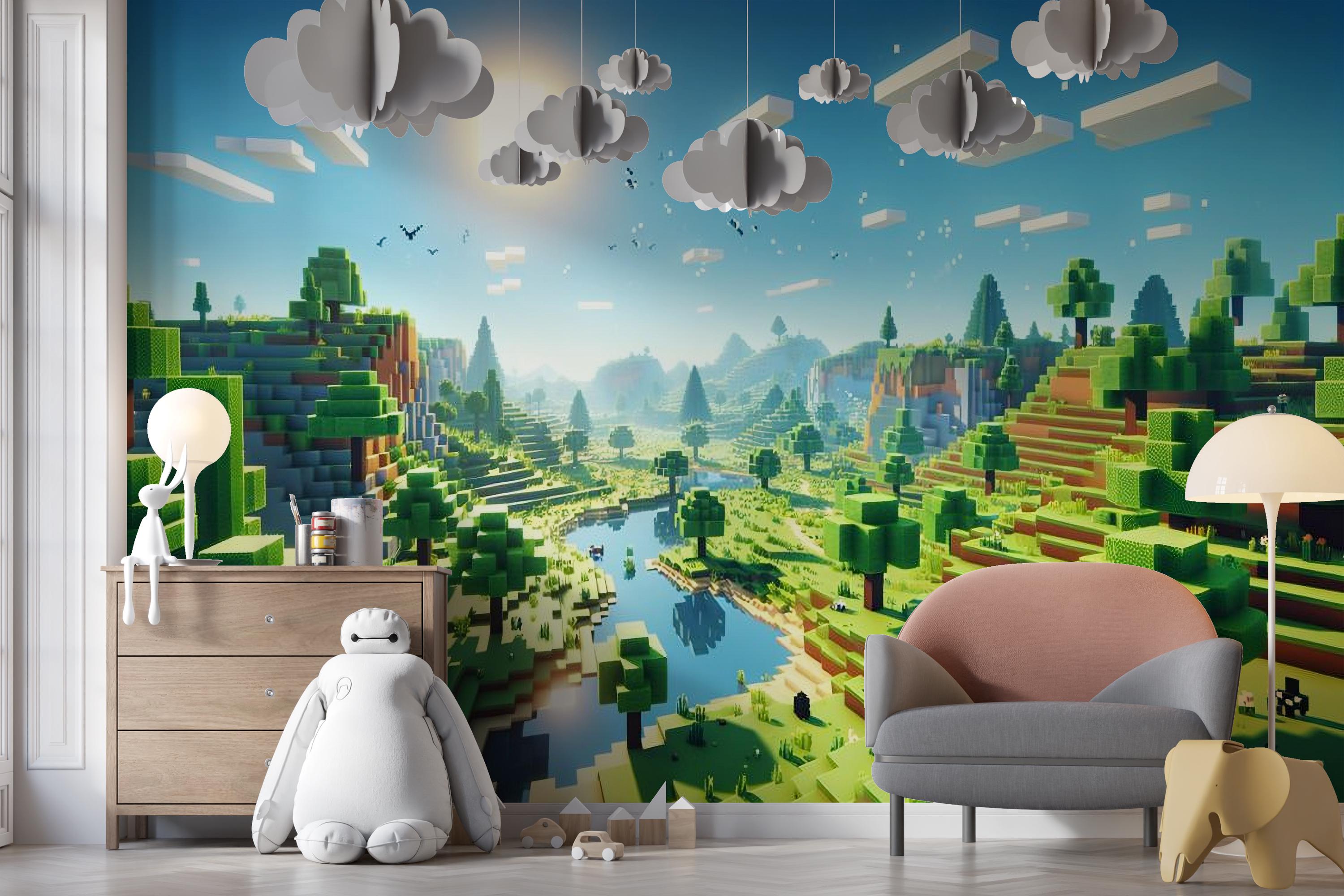 Minecraft Peel Stick Wallpaper Mural, Digital Printing, Wallpaper for ...