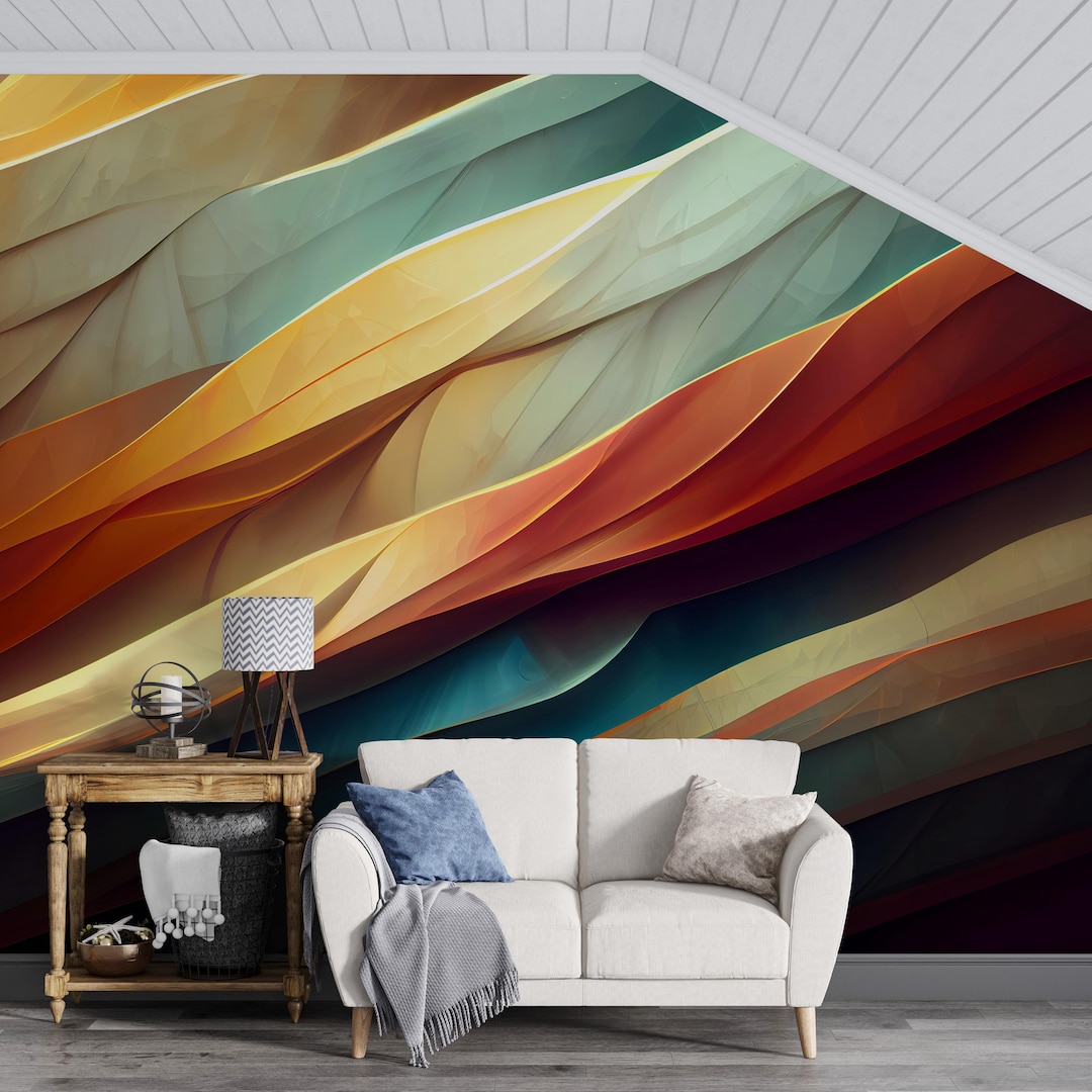 Peel and Stick Abstract Wallpaper - Elegant Living Room Wall Mural - Etsy