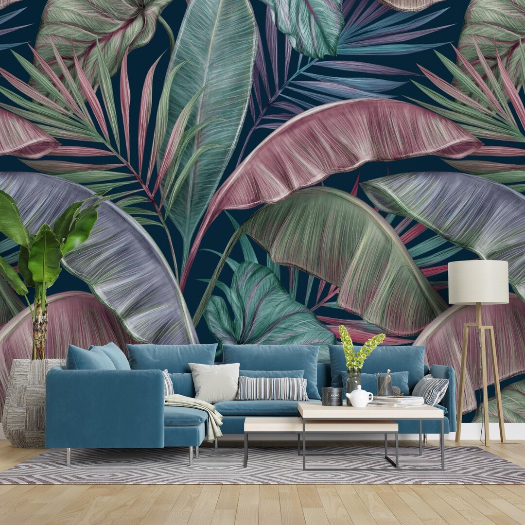 Peel and Stick Tropical Wallpaper - Vibrant Botanical Bedroom Wall ...