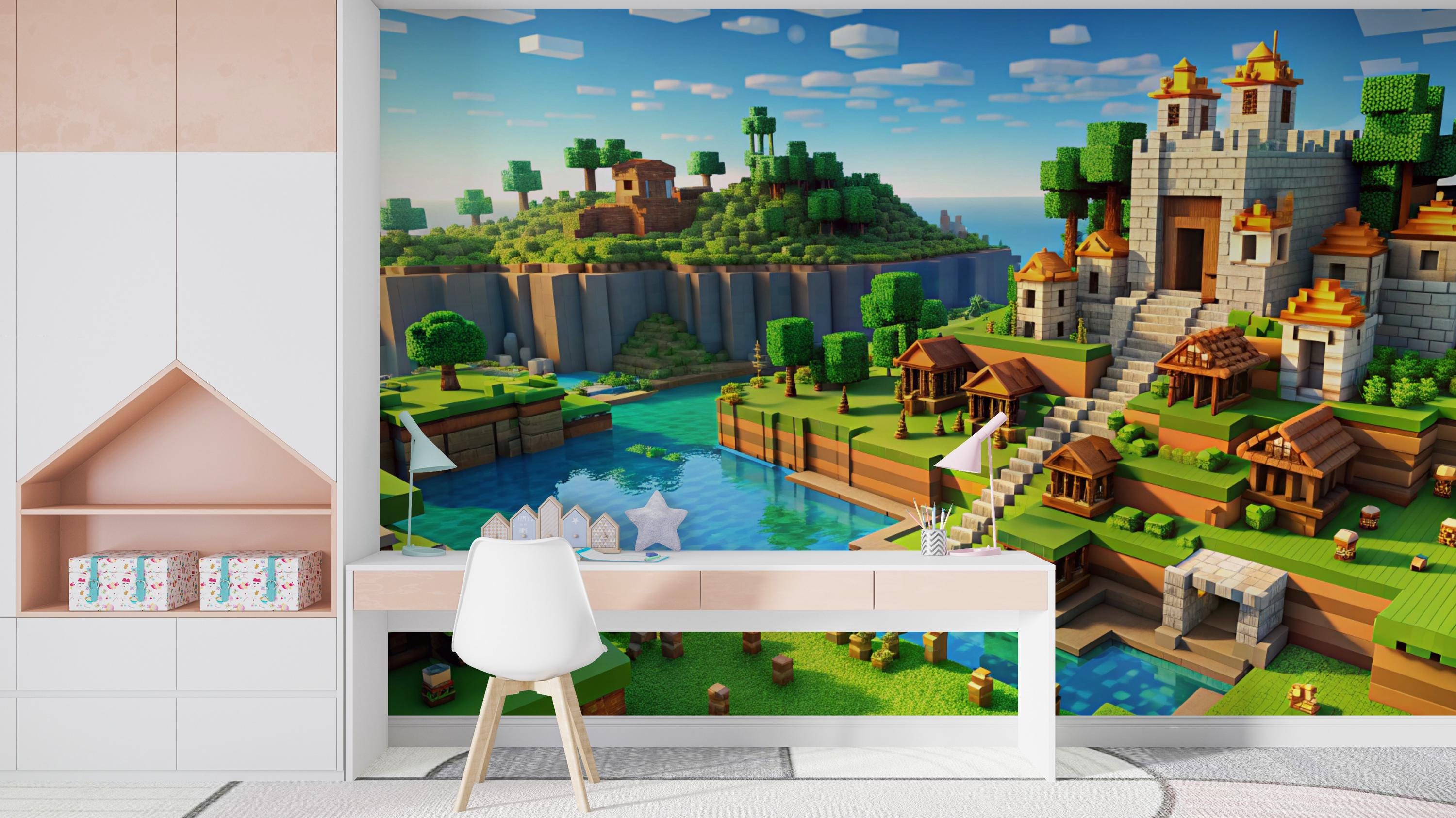 Peel and Stick Pixel Art Wallpaper - Green Gaming Room Wall Mural - Etsy