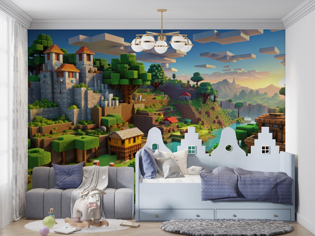 Peel and Stick Pixel Art Wallpaper - Creative Gaming Room Wall Mural ...