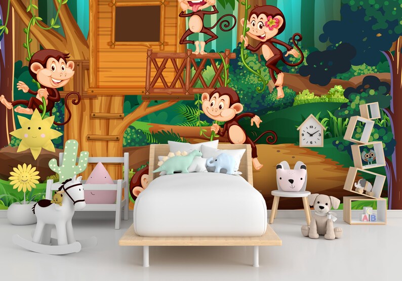 Peel and Stick Jungle Wallpaper - Kids Room Adventure Wall Mural - Etsy
