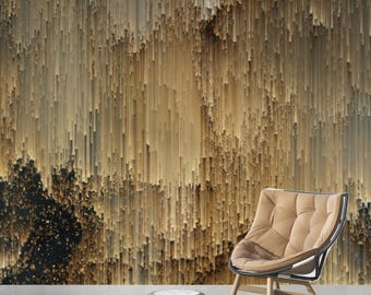 Peel and Stick Abstract Gold Wallpaper - Modern Living Room Wall Mural